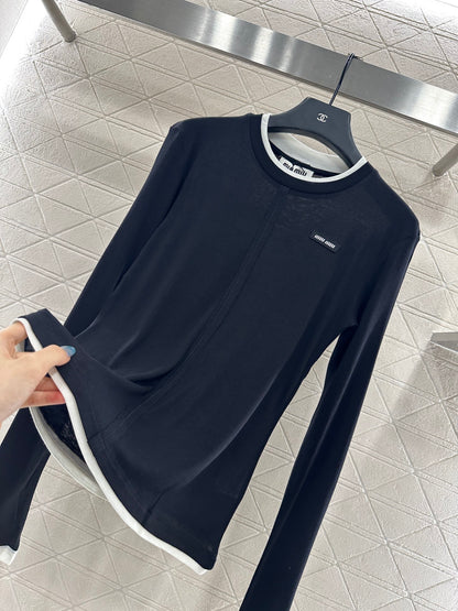 Mi 25 Fake two-piece round neck long sleeves