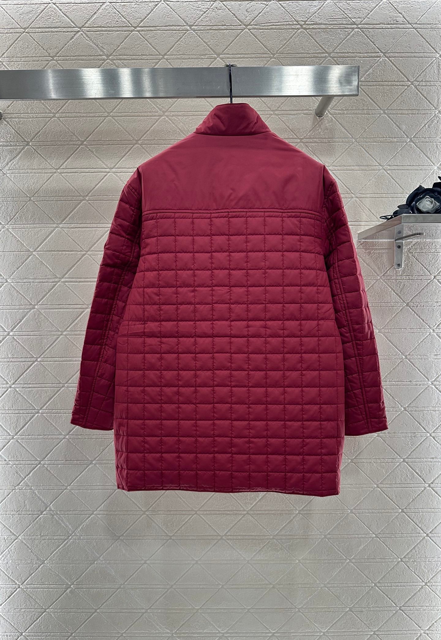 He 25 Stand up collar zipper medium length nylon cotton jacket