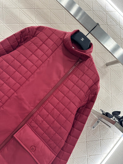 He 25 Stand up collar zipper medium length nylon cotton jacket