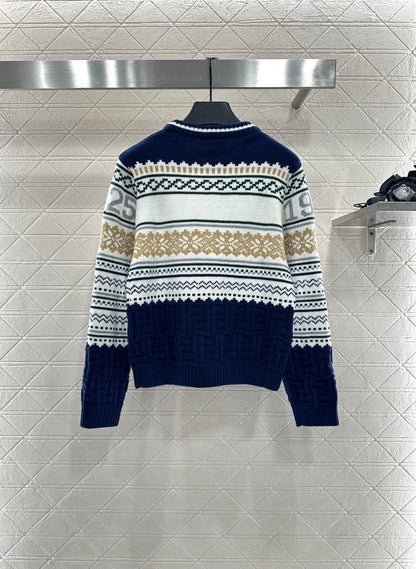 Fe 25 Hook flower round neck pullover sweater