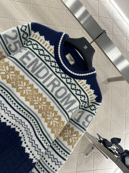 Fe 25 Hook flower round neck pullover sweater