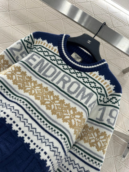 Fe 25 Hook flower round neck pullover sweater