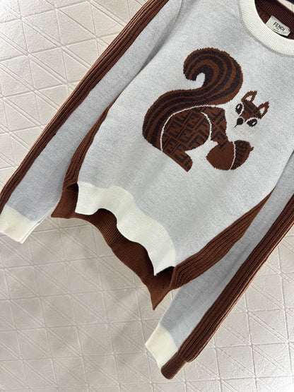 Fe 25 Squirrel jacquard knitted pullover sweater