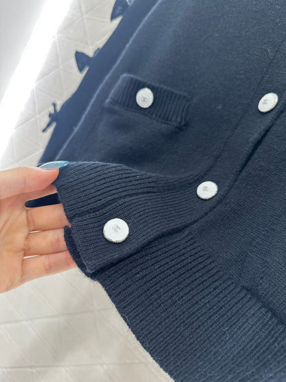 C 25 Bow decoration cashmere knitted cardigan