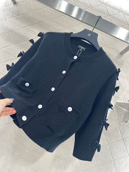 C 25 Bow decoration cashmere knitted cardigan