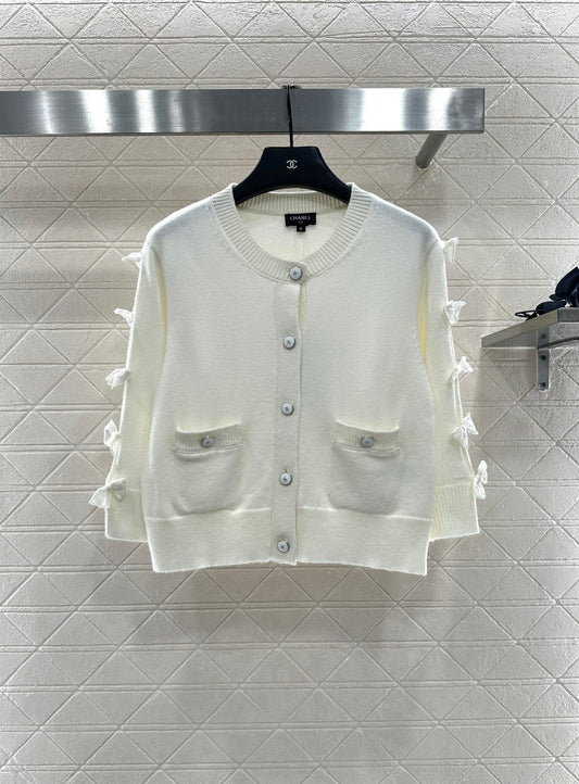 C 25 Bow decoration cashmere knitted cardigan