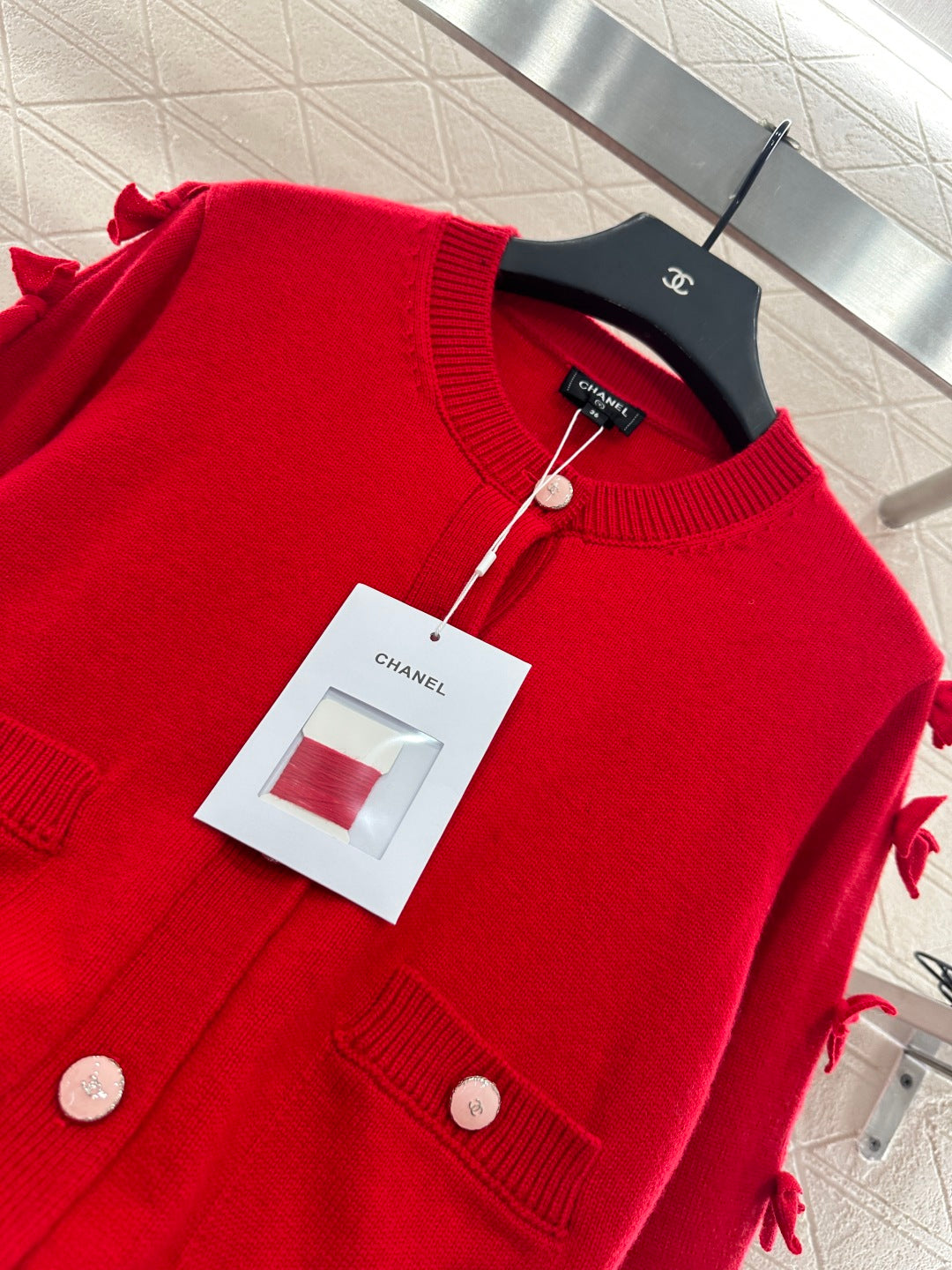 C 25 Bow decoration cashmere knitted cardigan