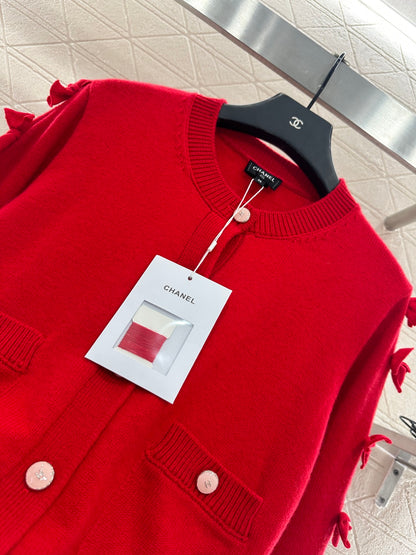 C 25 Bow decoration cashmere knitted cardigan