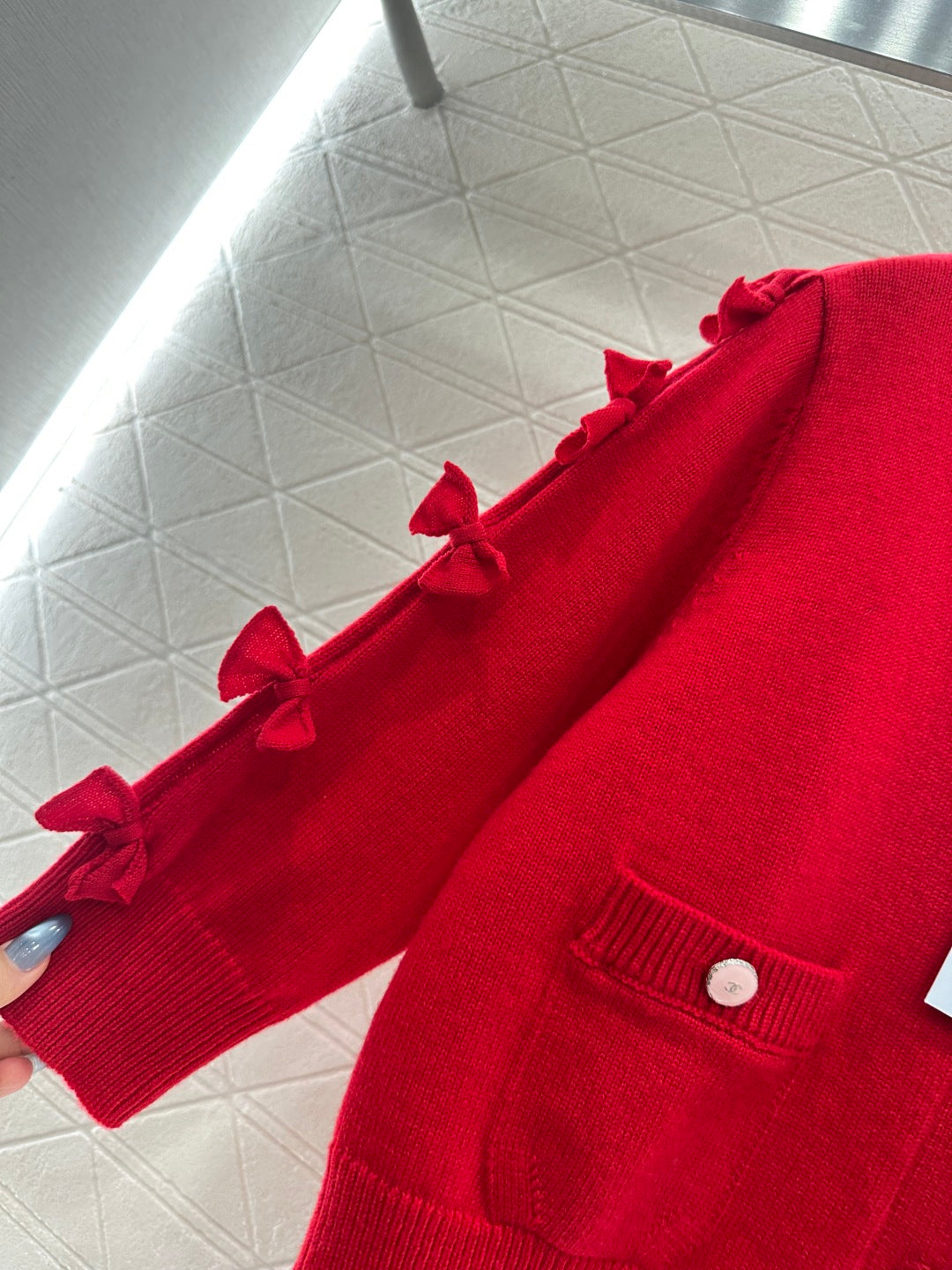 C 25 Bow decoration cashmere knitted cardigan