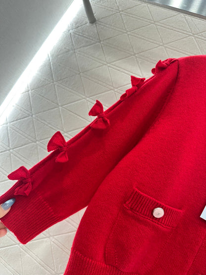 C 25 Bow decoration cashmere knitted cardigan