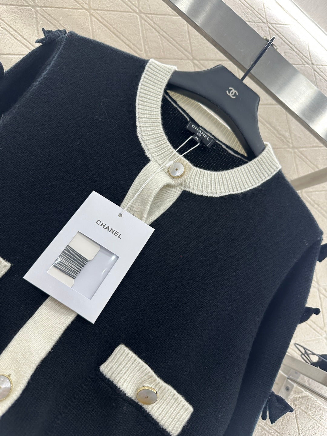 C 25 Bow decoration cashmere knitted cardigan