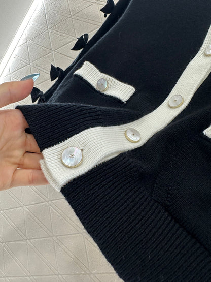 C 25 Bow decoration cashmere knitted cardigan