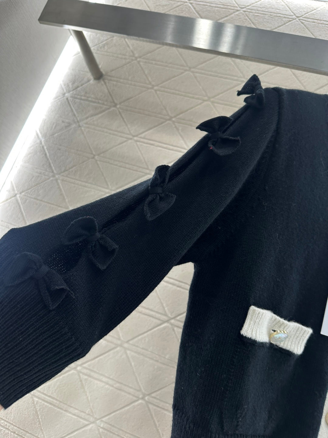 C 25 Bow decoration cashmere knitted cardigan