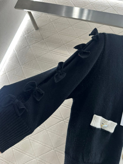 C 25 Bow decoration cashmere knitted cardigan