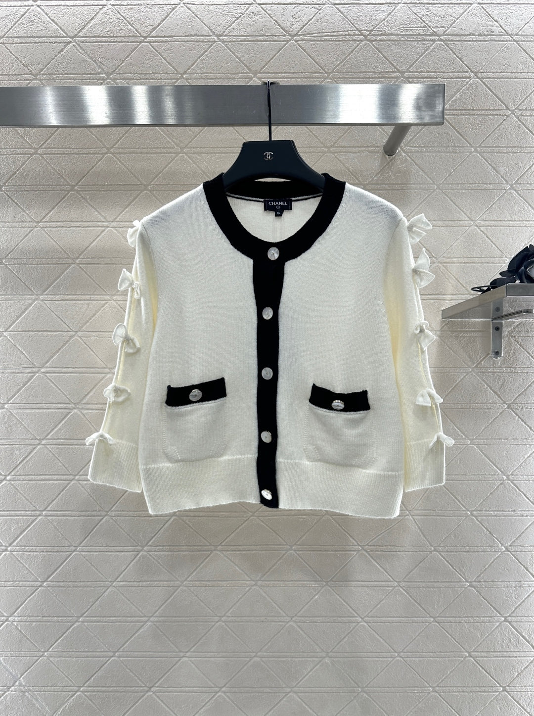 C 25 Bow decoration cashmere knitted cardigan