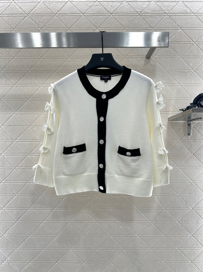 C 25 Bow decoration cashmere knitted cardigan