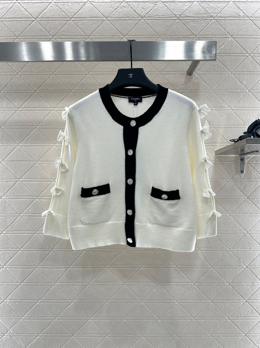 C 25 Bow decoration cashmere knitted cardigan