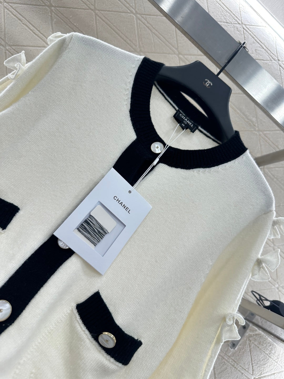 C 25 Bow decoration cashmere knitted cardigan