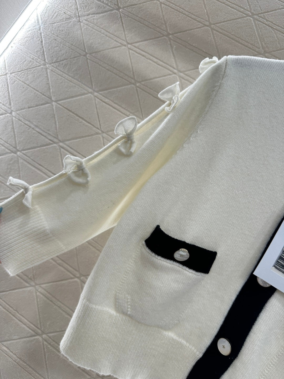 C 25 Bow decoration cashmere knitted cardigan