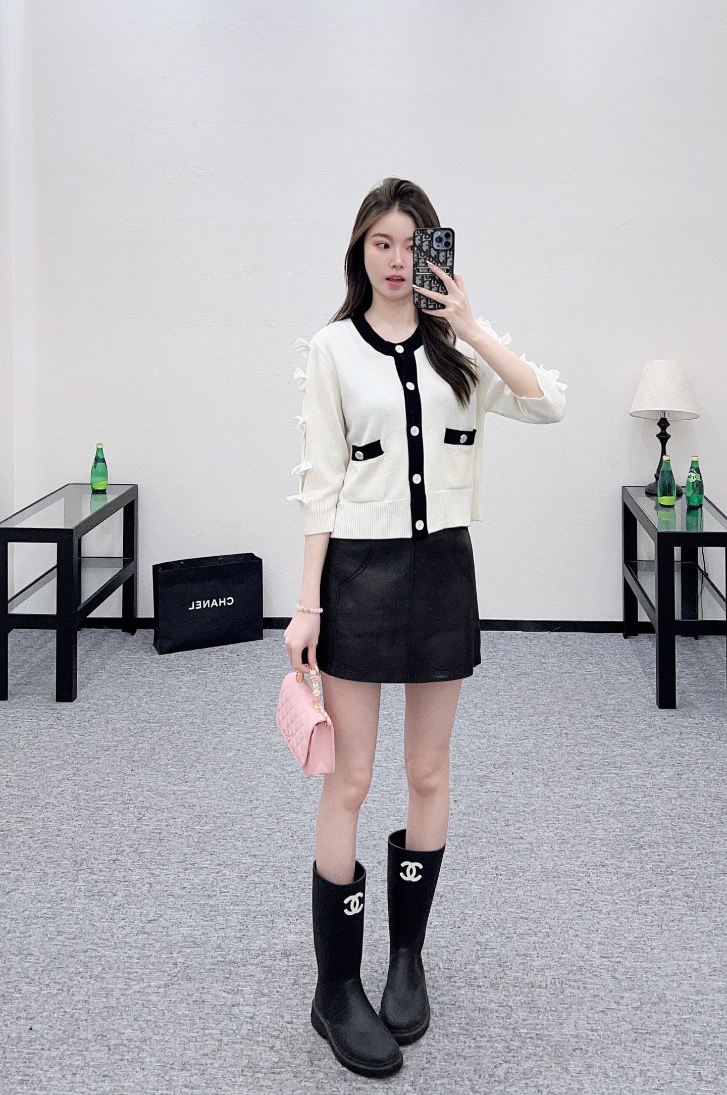 C 25 Bow decoration cashmere knitted cardigan