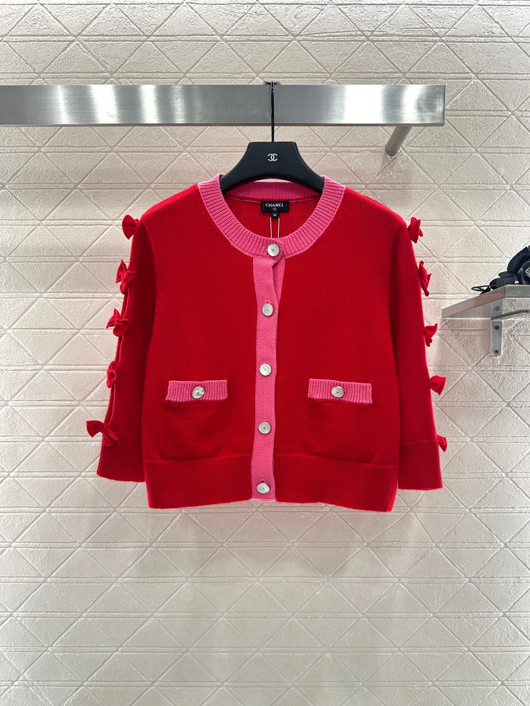 C 25 Bow decoration cashmere knitted cardigan