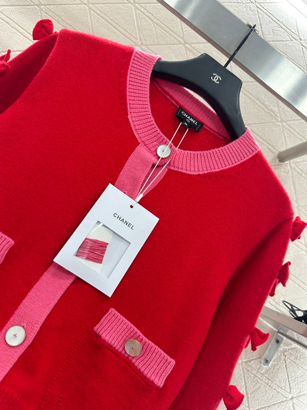 C 25 Bow decoration cashmere knitted cardigan