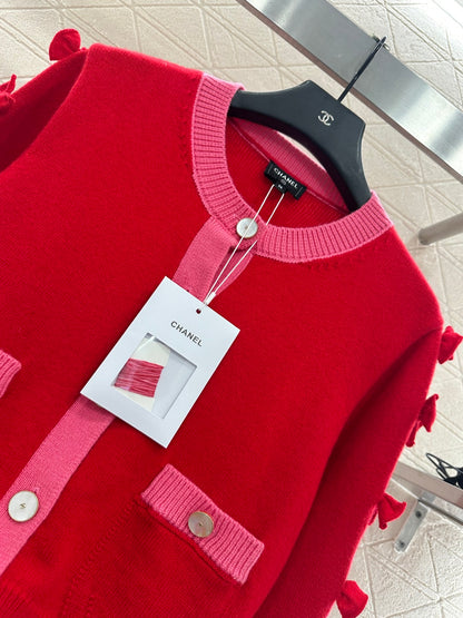 C 25 Bow decoration cashmere knitted cardigan