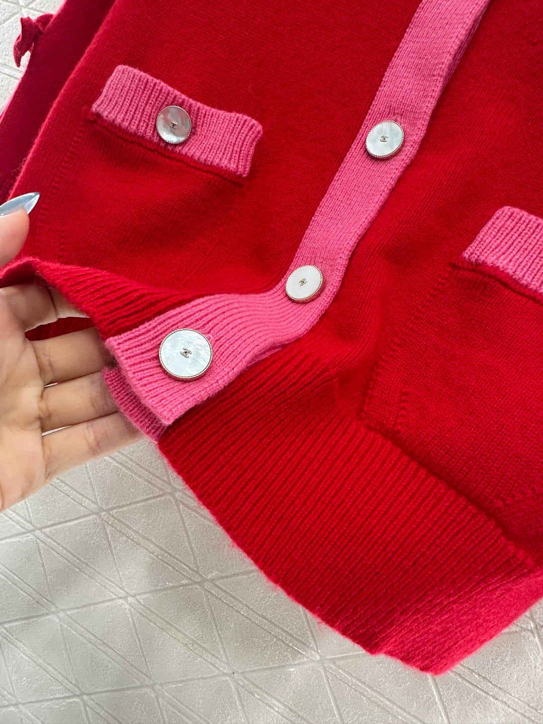 C 25 Bow decoration cashmere knitted cardigan