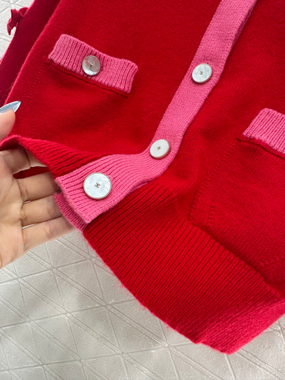 C 25 Bow decoration cashmere knitted cardigan