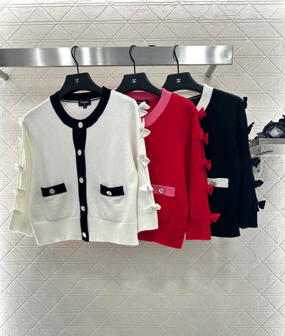 C 25 Bow decoration cashmere knitted cardigan