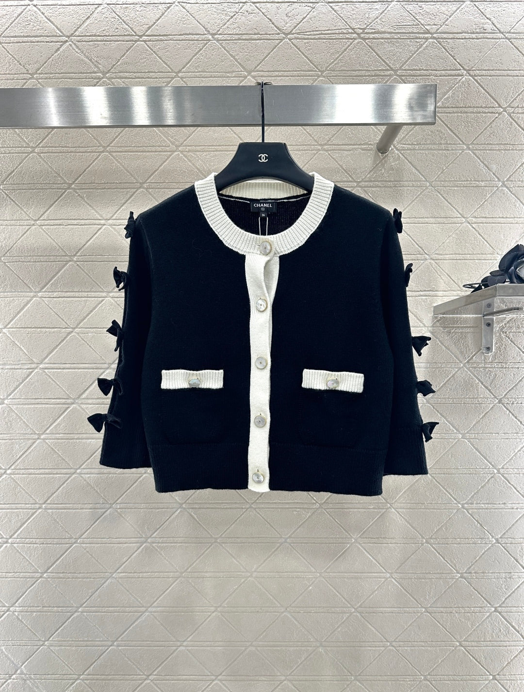 C 25 Bow decoration cashmere knitted cardigan