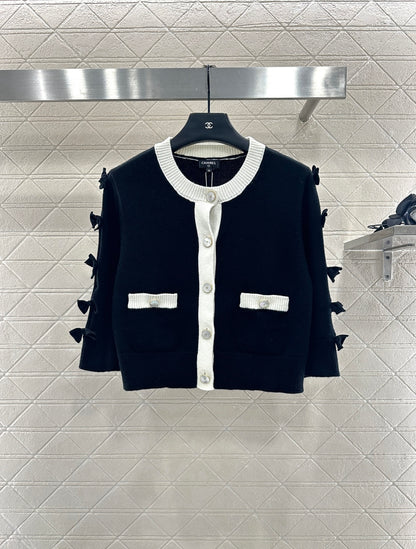 C 25 Bow decoration cashmere knitted cardigan