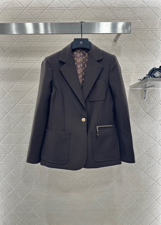L 25 lapel zipper pocket blazer