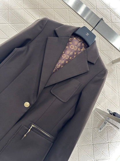 L 25 lapel zipper pocket blazer