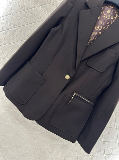 L 25 lapel zipper pocket blazer