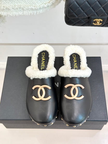 C 25 New Solid Wood Sole Thick-Sole Half Slippers