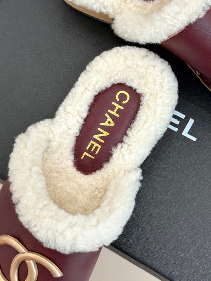 C 25 New Solid Wood Sole Thick-Sole Half Slippers