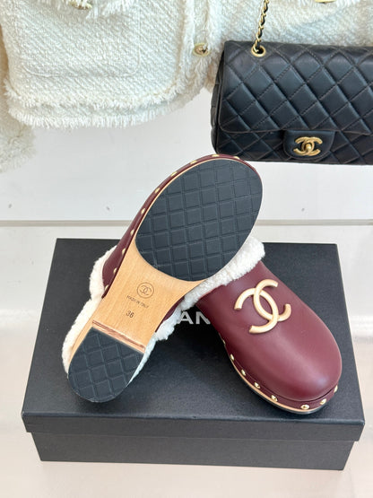 C 25 New Solid Wood Sole Thick-Sole Half Slippers
