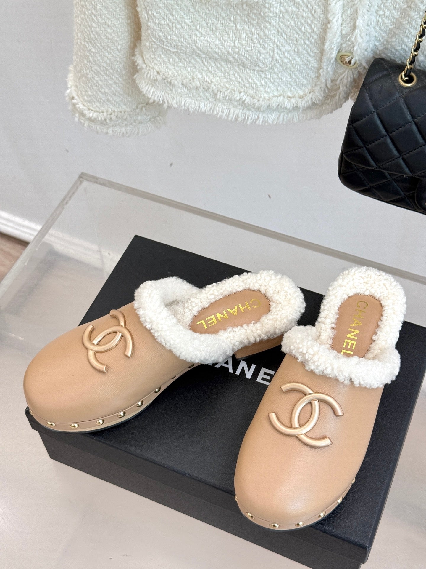 C 25 New Solid Wood Sole Thick-Sole Half Slippers