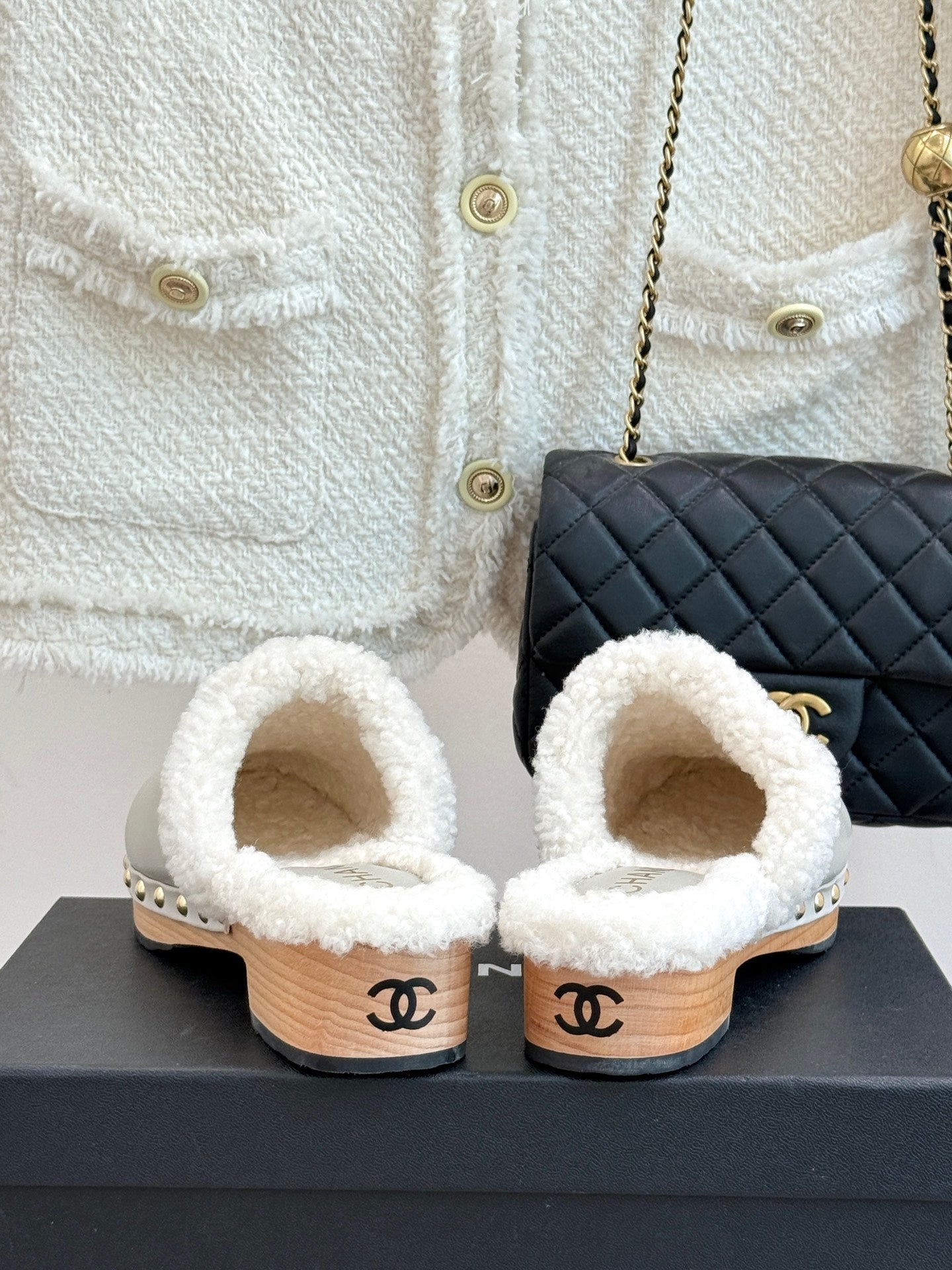 C 25 New Solid Wood Sole Thick-Sole Half Slippers
