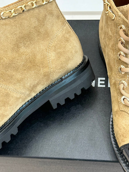 C 25 New product chain thick heel short boots