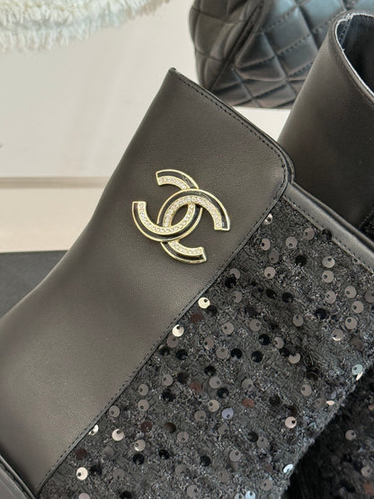 C 25K Sequined short boots