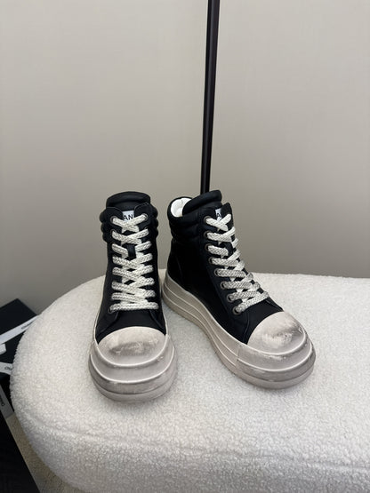 C 25 Make old thick soled mid top casual shoes（WHITE/NAVY/BLACK）