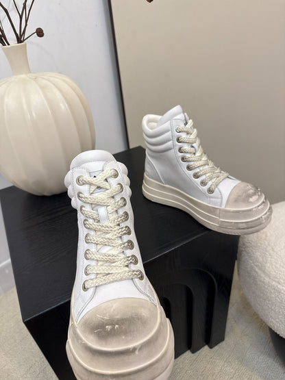 C 25 Make old thick soled mid top casual shoes（WHITE/NAVY/BLACK）