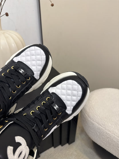 C 25 High top leather casual shoes（WHITE/BLACK）