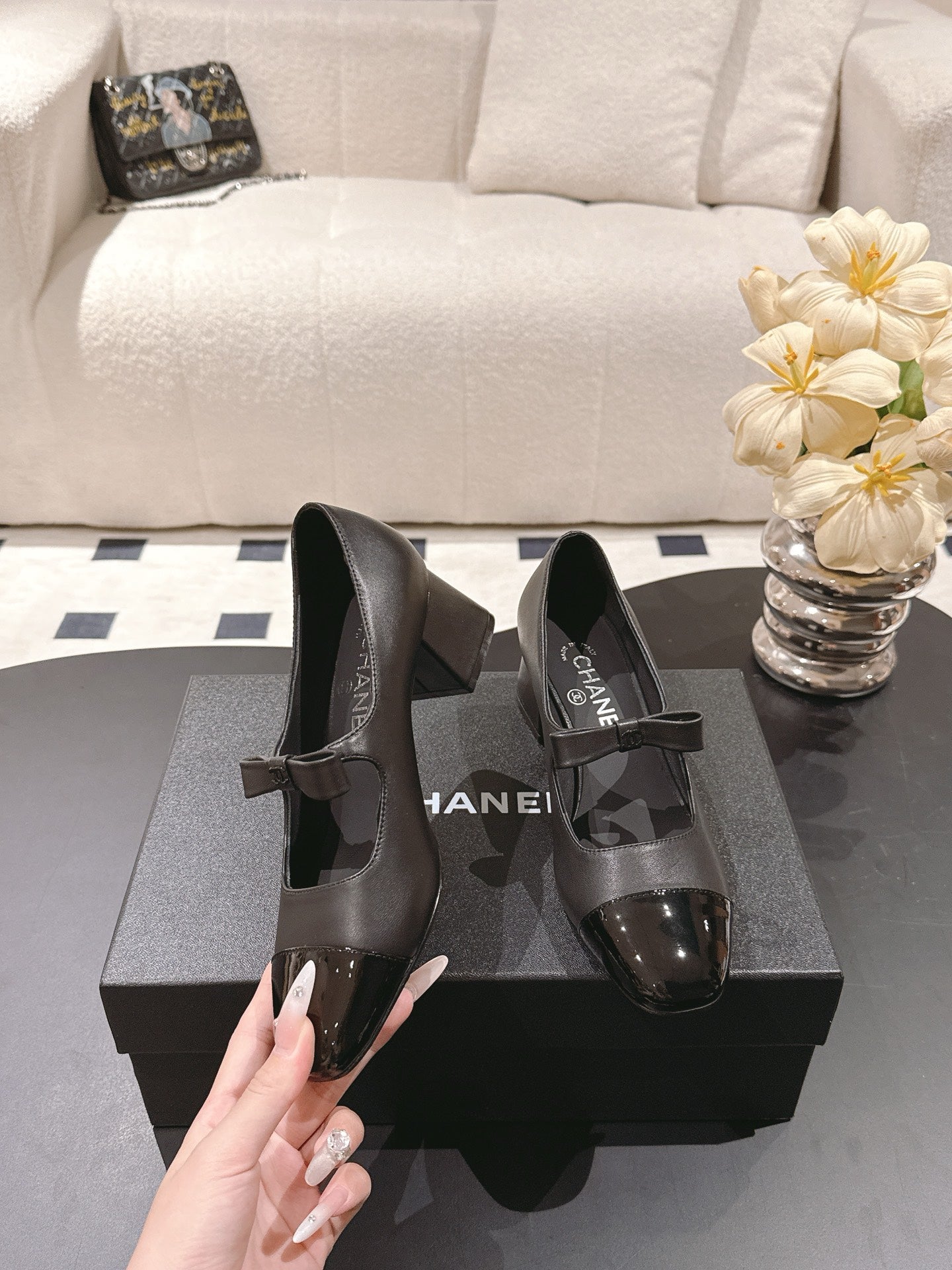 C 25B Bow Mary Jane Shoes（BLACK/CHAMPAGNE/PINK）