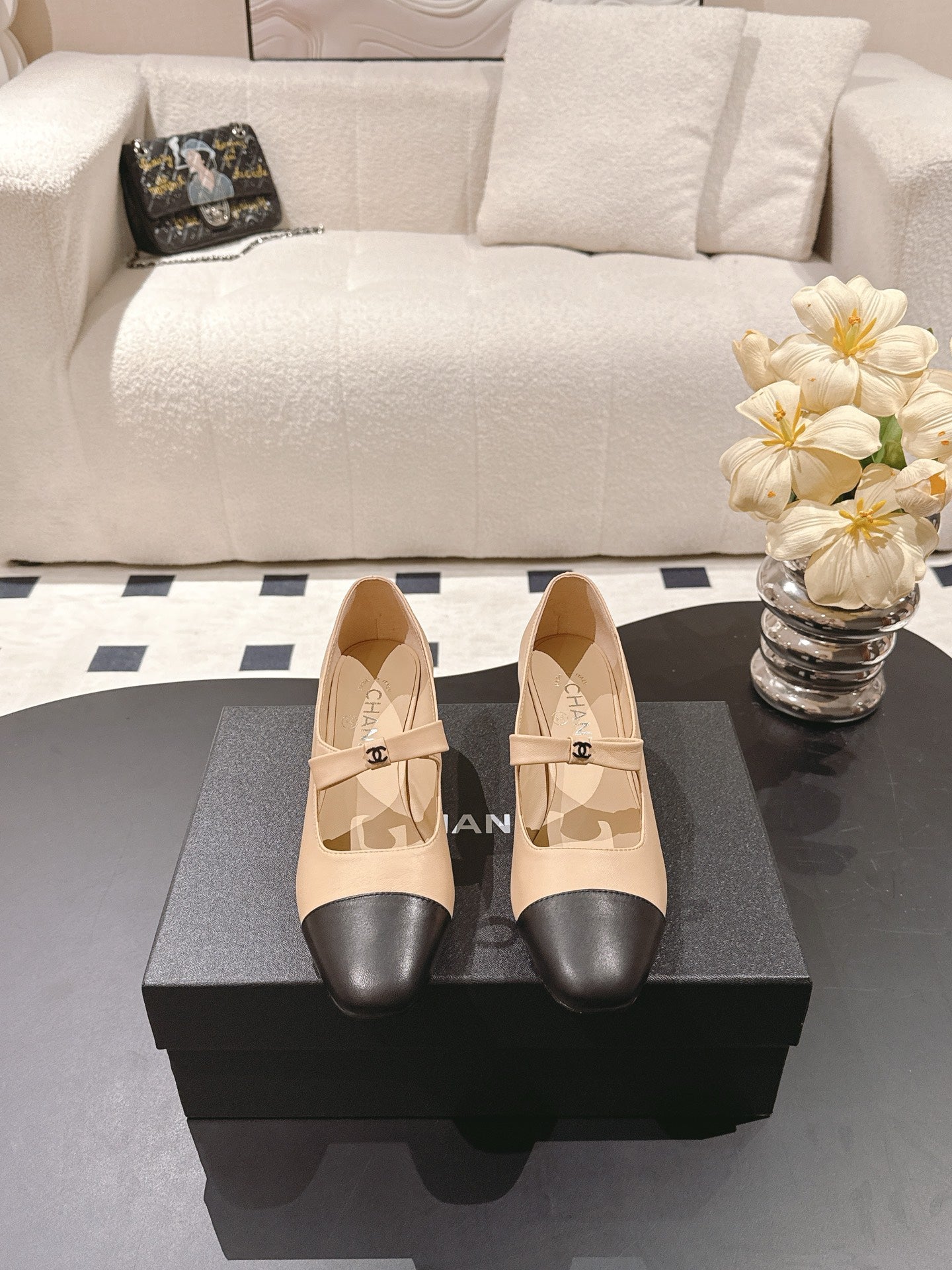 C 25B Bow Mary Jane Shoes（BLACK/CHAMPAGNE/PINK）