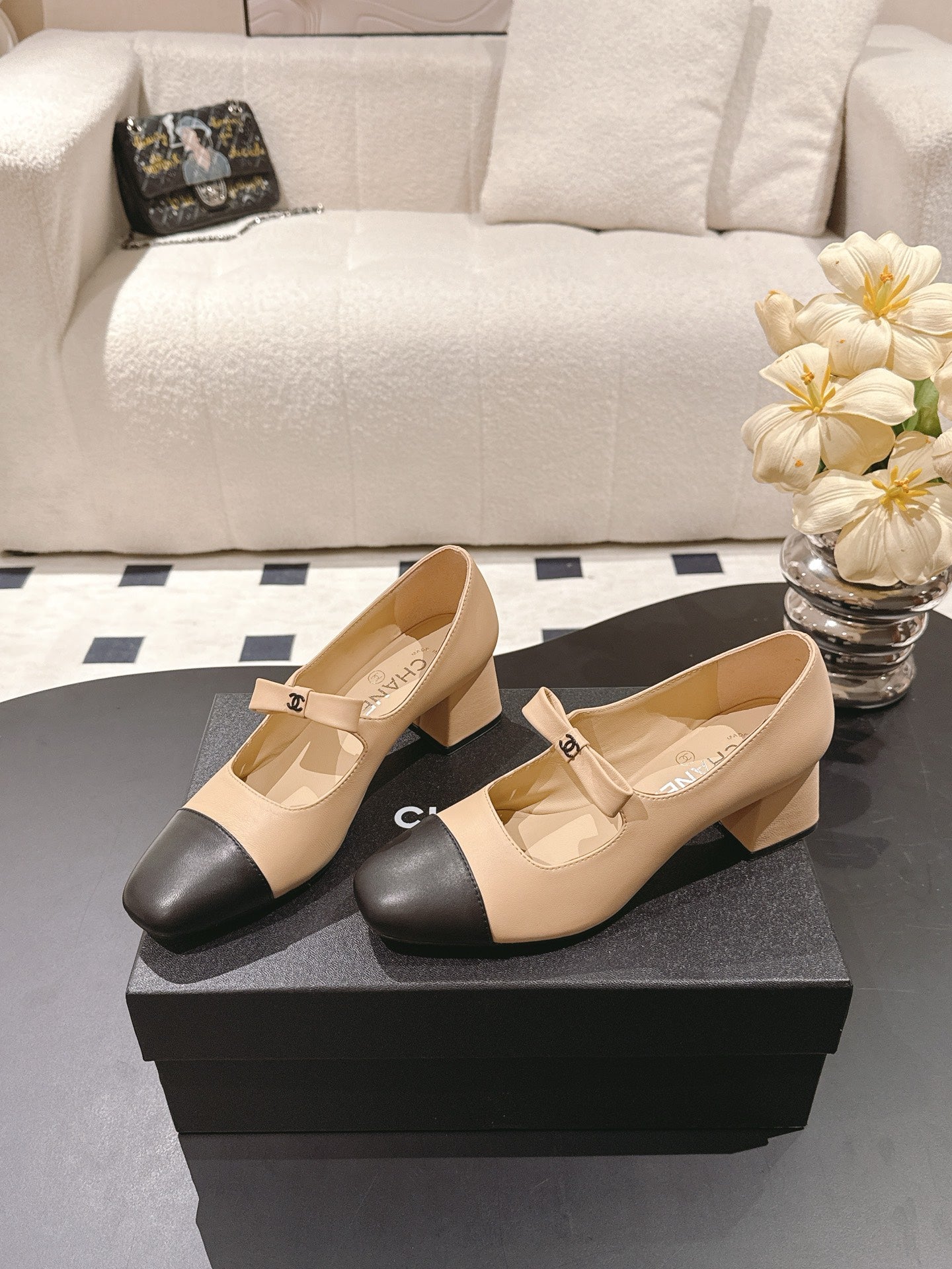 C 25B Bow Mary Jane Shoes（BLACK/CHAMPAGNE/PINK）
