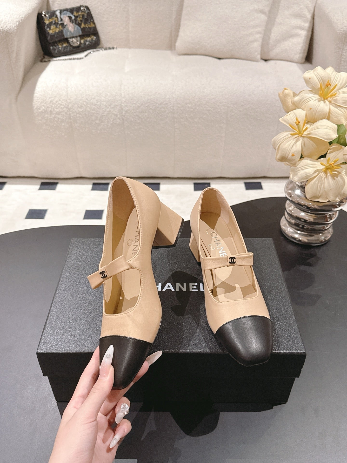 C 25B Bow Mary Jane Shoes（BLACK/CHAMPAGNE/PINK）