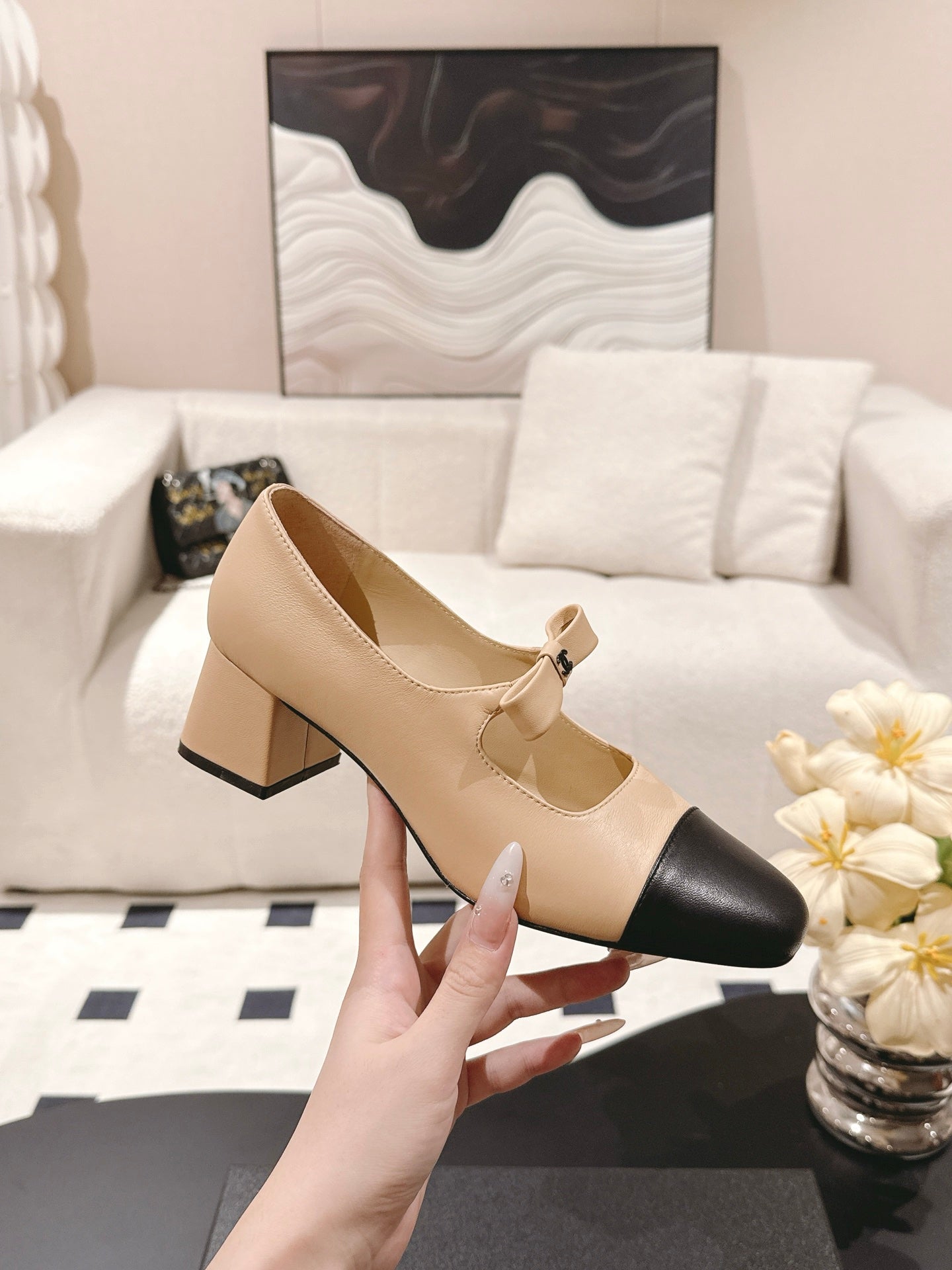 C 25B Bow Mary Jane Shoes（BLACK/CHAMPAGNE/PINK）